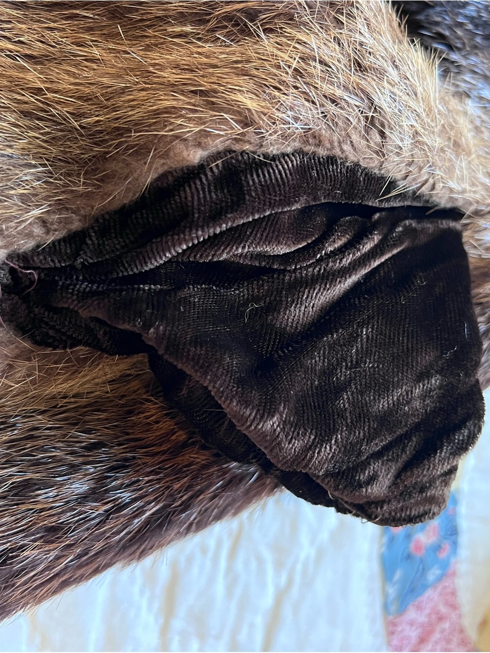 VTG Genuine Fur Statement Jacket Contrast Fluffy Collar Brown Satin Lining - Picture 16 of 16